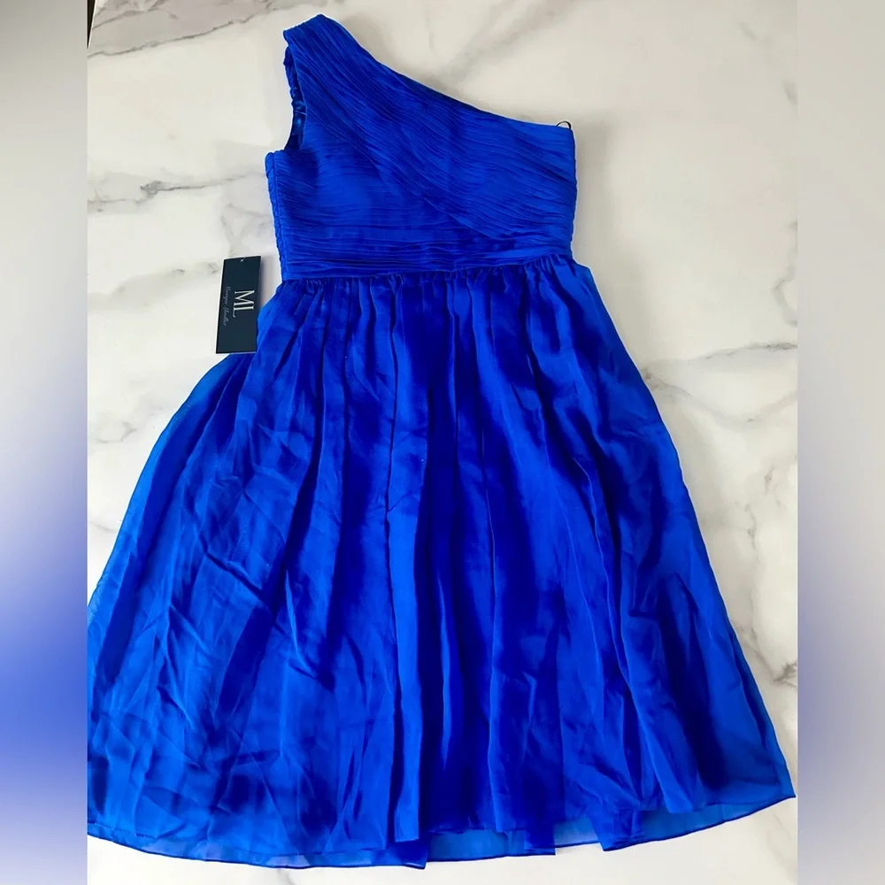 NWT Blue formal Monique Lhuiller one shoulder dress. - Picture 7 of 7